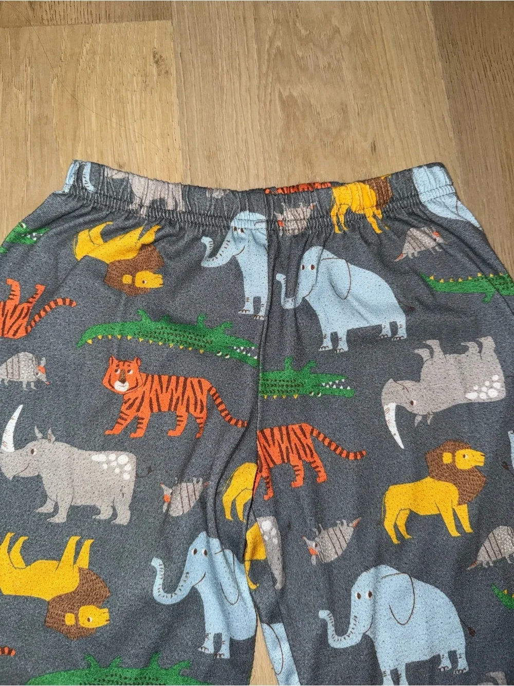 Kids Grey Animal Print Pajama Pants - Blue, Orange, Yellow, Green